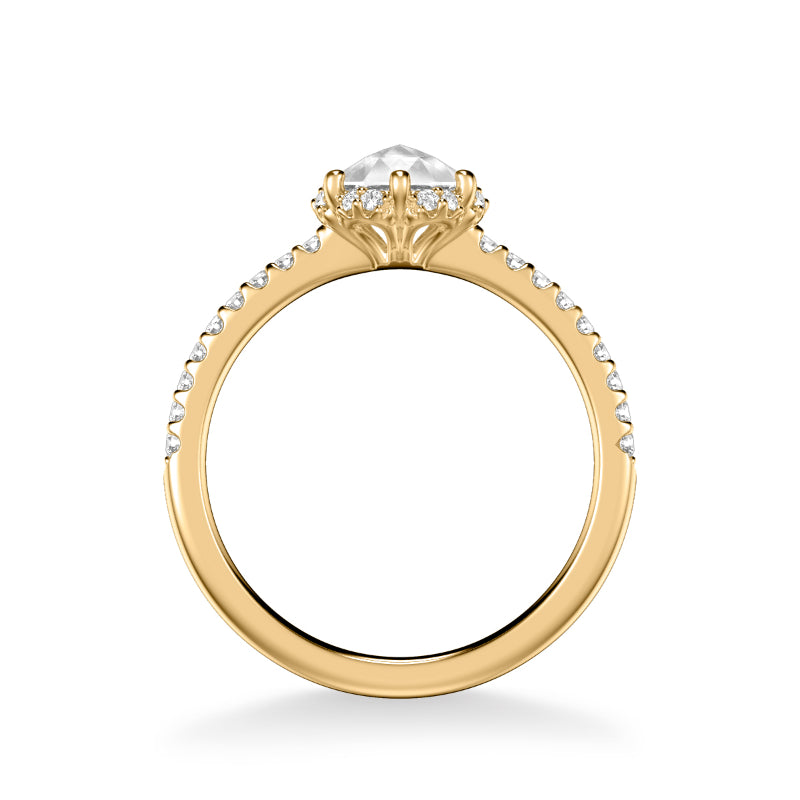 Artcarved Bridal Mounted Mined Live Center Classic Rose Goldcut Halo Engagement Ring Paula 14K Yellow Gold