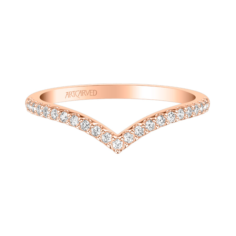 Artcarved Bridal Mounted with Side Stones Classic Rose Goldcut Diamond Wedding Band Paula 14K Rose Gold