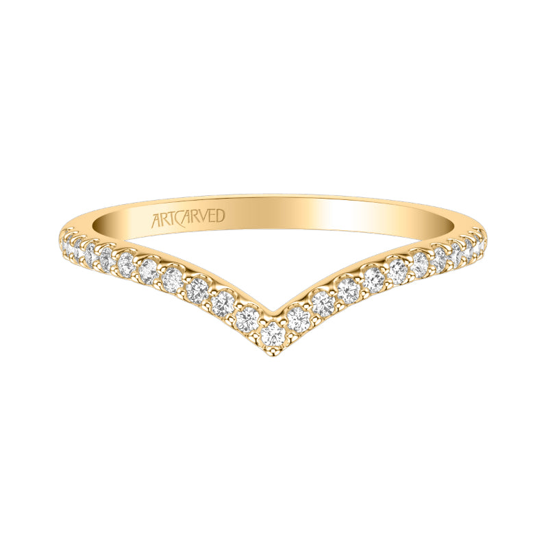 Artcarved Bridal Mounted with Side Stones Classic Rose Goldcut Diamond Wedding Band Paula 18K Yellow Gold