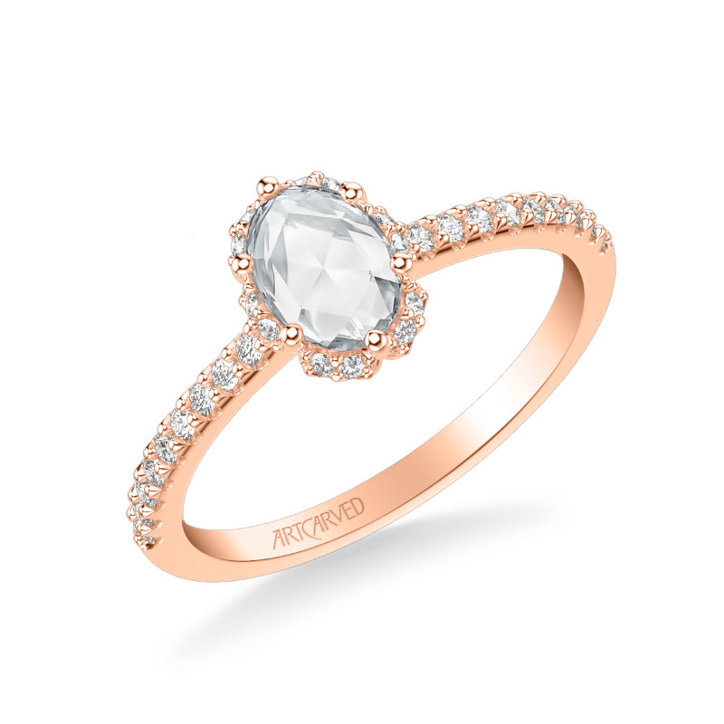 Artcarved Bridal Mounted Mined Live Center Classic Halo Engagement Ring Madelyn 14K Rose Gold