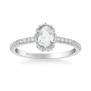 Artcarved Bridal Mounted Mined Live Center Classic Halo Engagement Ring Madelyn 18K White Gold