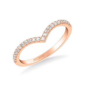 Artcarved Bridal Mounted with Side Stones Classic Diamond Wedding Band Madelyn 14K Rose Gold