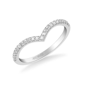 Artcarved Bridal Mounted with Side Stones Classic Diamond Wedding Band Madelyn 18K White Gold