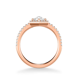 Artcarved Bridal Mounted Mined Live Center Contemporary Rose Goldcut Halo Engagement Ring Angelyn 14K Rose Gold