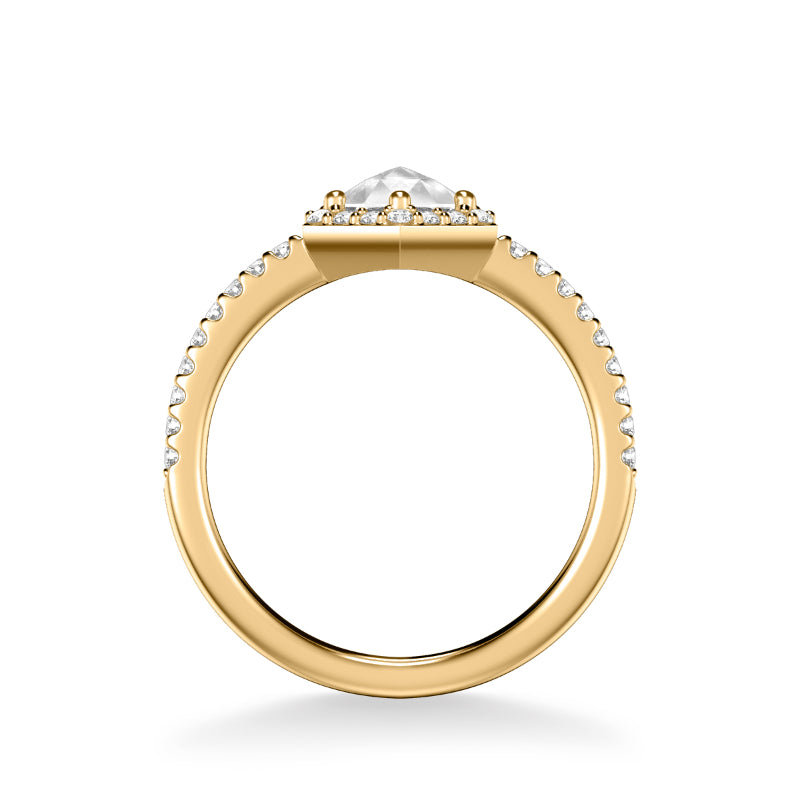 Artcarved Bridal Mounted Mined Live Center Contemporary Rose Goldcut Halo Engagement Ring Angelyn 14K Yellow Gold