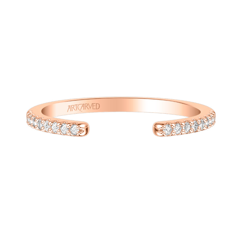 Artcarved Bridal Mounted with Side Stones Contemporary Rose Goldcut Diamond Wedding Band Angelyn 18K Rose Gold