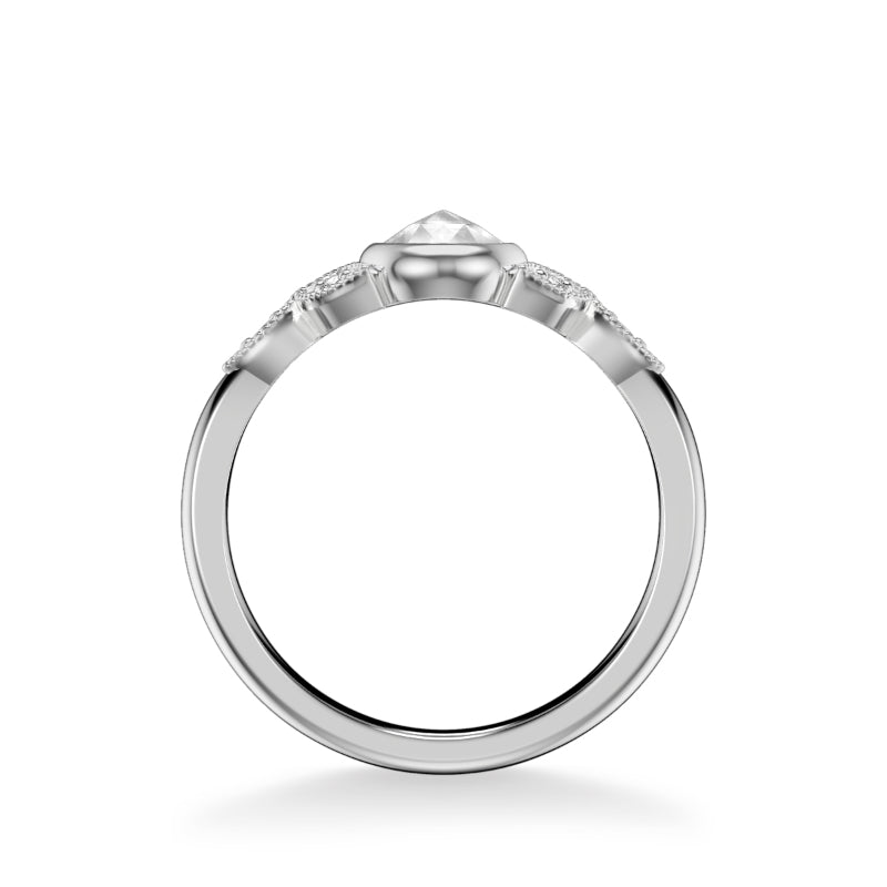 Artcarved Bridal Mounted Mined Live Center Contemporary Engagement Ring 18K White Gold