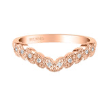 Artcarved Bridal Mounted with Side Stones Contemporary Diamond Wedding Band 18K Rose Gold