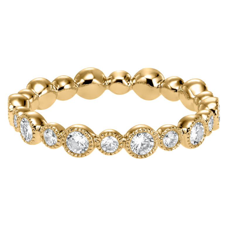 Artcarved Bridal Mounted with Side Stones Contemporary Stackable Eternity Anniversary Band 14K Yellow Gold