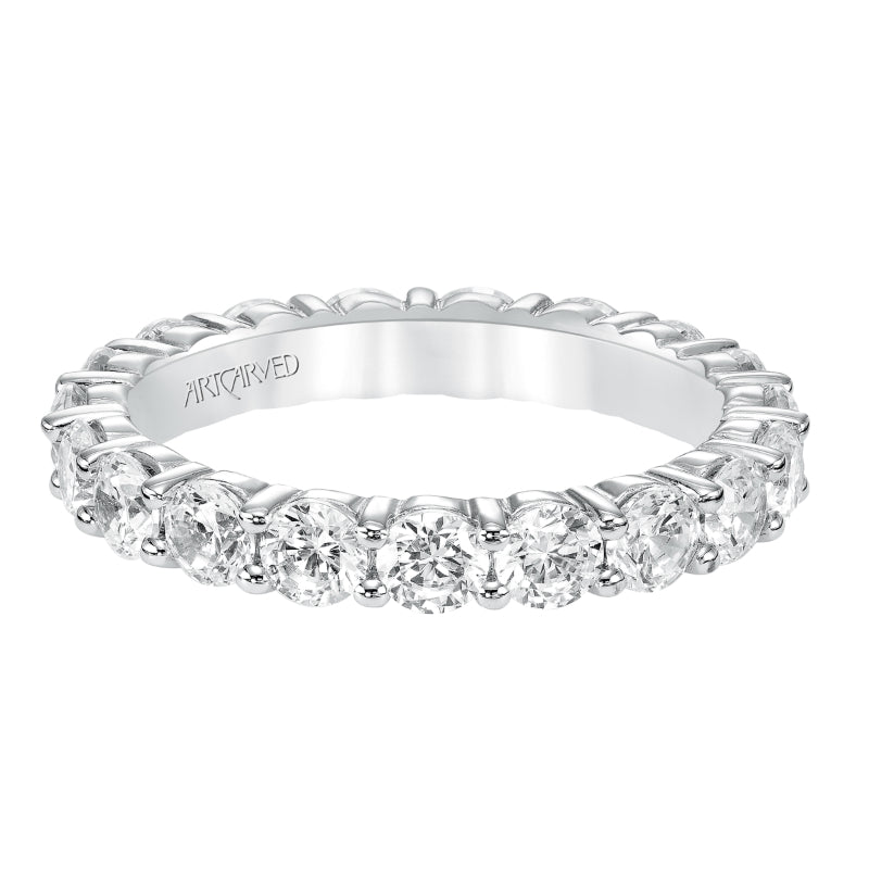 Artcarved Bridal Mounted with Side Stones Contemporary Stackable Eternity Anniversary Band 14K White Gold
