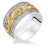 Artcarved Bridal Mounted with Side Stones Vintage Diamond Anniversary Band Royalty 18K White Gold Primary & 18K Yellow Gold