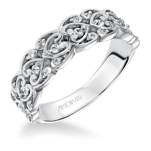 Artcarved Bridal Mounted with Side Stones Vintage Fashion Diamond Anniversary Band Juliana 14K White Gold