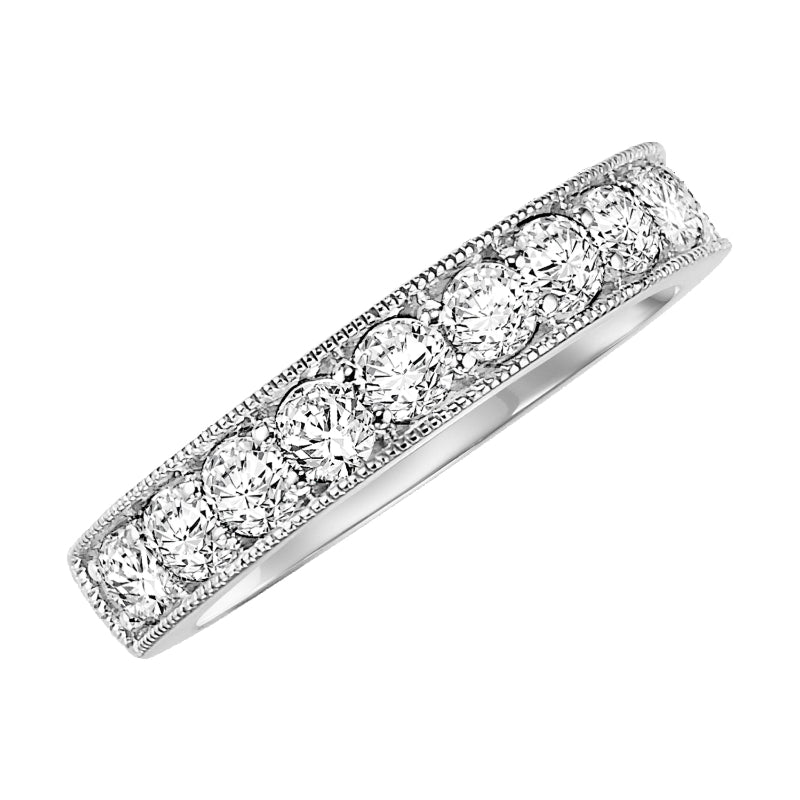 Artcarved Bridal Mounted with Side Stones Classic Diamond Anniversary Band 14K White Gold