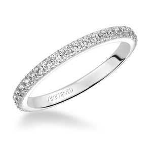Artcarved Bridal Mounted with Side Stones Contemporary Dual Eternity Anniversary Band 14K White Gold