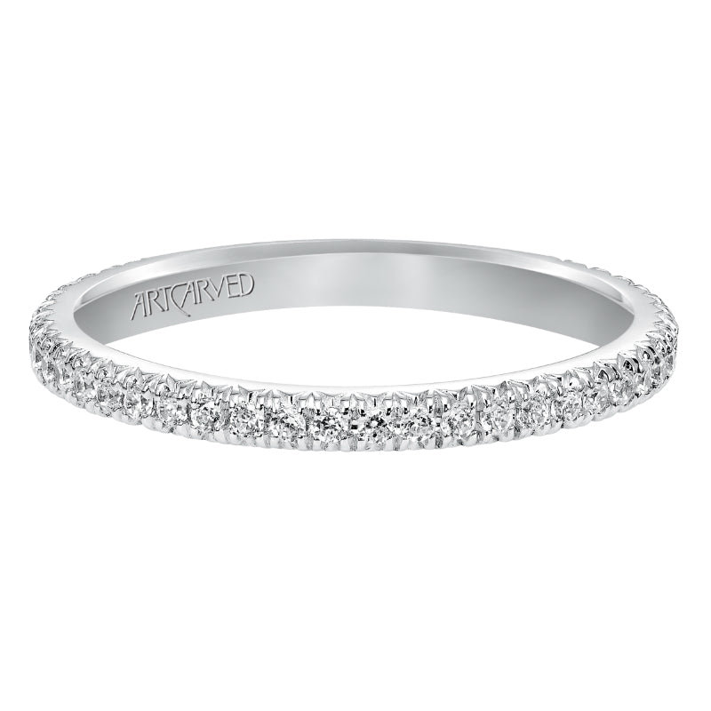 Artcarved Bridal Mounted with Side Stones Contemporary Stackable Eternity Anniversary Band 14K White Gold