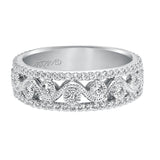 Artcarved Bridal Mounted with Side Stones Vintage Fashion Diamond Anniversary Band 14K White Gold