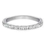 Artcarved Bridal Mounted with Side Stones Vintage Fashion Diamond Anniversary Band 14K White Gold