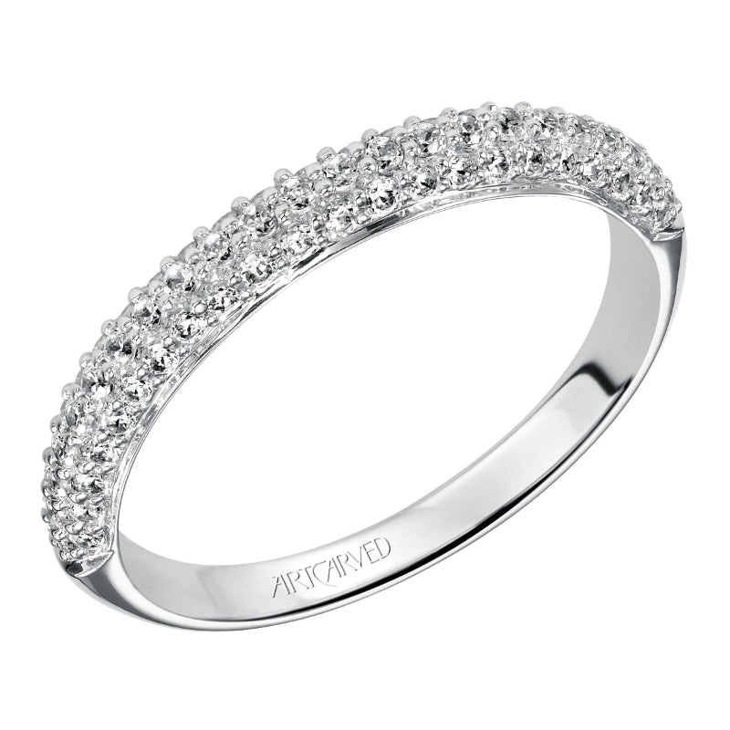 Artcarved Bridal Mounted with Side Stones Classic Stackable Diamond Anniversary Band 14K White Gold