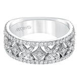 Artcarved Bridal Mounted with Side Stones Contemporary Diamond Anniversary Band 14K White Gold