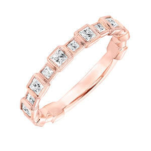 Artcarved Bridal Mounted with Side Stones Vintage Fashion Diamond Anniversary Band 14K Rose Gold