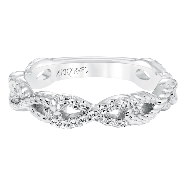 Artcarved Bridal Mounted with Side Stones Contemporary Fashion Diamond Anniversary Band 14K White Gold