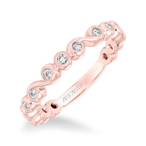 Artcarved Bridal Mounted with Side Stones Contemporary Fashion Diamond Anniversary Band 14K Rose Gold