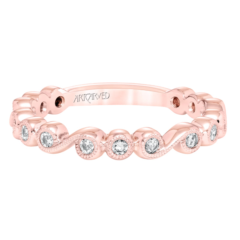Artcarved Bridal Mounted with Side Stones Contemporary Fashion Diamond Anniversary Band 14K Rose Gold
