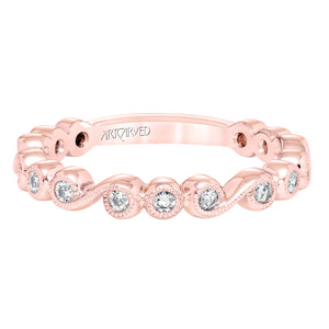 Artcarved Bridal Mounted with Side Stones Contemporary Fashion Diamond Anniversary Band 14K Rose Gold