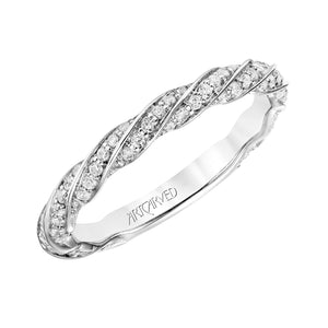 Artcarved Bridal Mounted with Side Stones Fashion Diamond Anniversary Band 14K White Gold