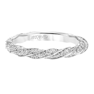 Artcarved Bridal Mounted with Side Stones Fashion Diamond Anniversary Band 14K White Gold