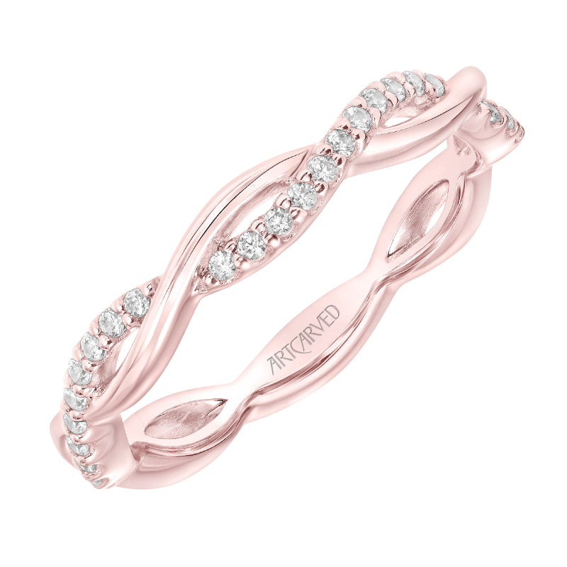 Artcarved Bridal Mounted with Side Stones Fashion Diamond Anniversary Band 14K Rose Gold