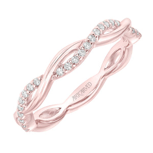 Artcarved Bridal Mounted with Side Stones Fashion Diamond Anniversary Band 14K Rose Gold
