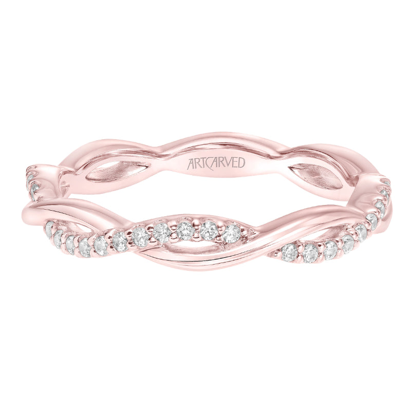 Artcarved Bridal Mounted with Side Stones Fashion Diamond Anniversary Band 14K Rose Gold