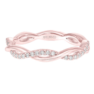 Artcarved Bridal Mounted with Side Stones Fashion Diamond Anniversary Band 14K Rose Gold