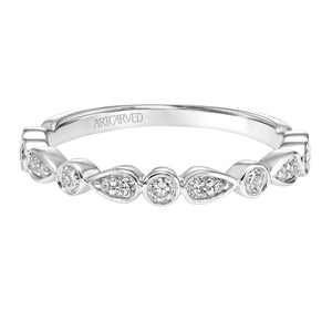 Artcarved Bridal Mounted with Side Stones Diamond Anniversary Band 14K White Gold