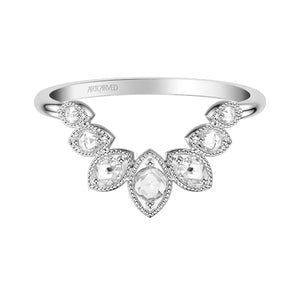 Artcarved Bridal Mounted with Side Stones Vintage Rose Goldcut Diamond Anniversary Band 18K White Gold