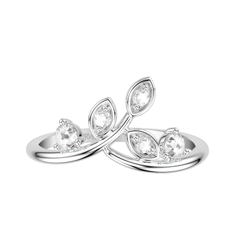 Artcarved Bridal Mounted with Side Stones Contemporary Rose Goldcut Diamond Anniversary Band 14K White Gold