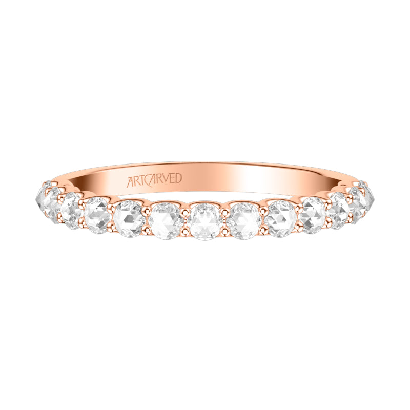 Artcarved Bridal Mounted with Side Stones Classic Rose Goldcut Diamond Anniversary Band 18K Rose Gold