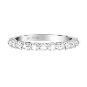 Artcarved Bridal Mounted with Side Stones Classic Rose Goldcut Diamond Anniversary Band 14K White Gold