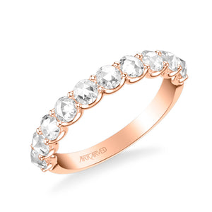 Artcarved Bridal Mounted with Side Stones Classic Rose Goldcut Diamond Anniversary Band 14K Rose Gold