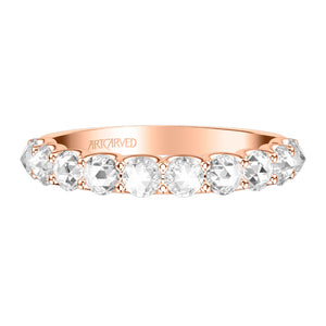 Artcarved Bridal Mounted with Side Stones Classic Rose Goldcut Diamond Anniversary Band 14K Rose Gold