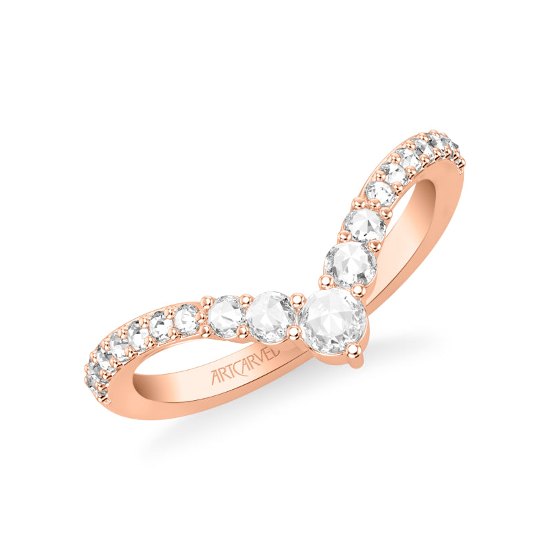 Artcarved Bridal Mounted with Side Stones Contemporary Diamond Anniversary Ring 14K Rose Gold