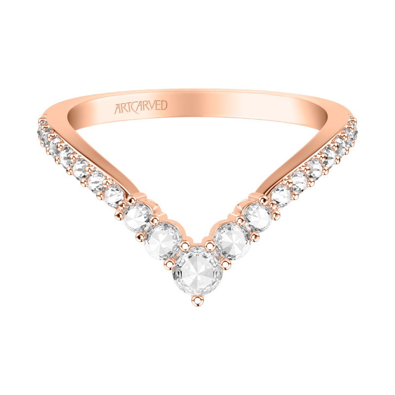 Artcarved Bridal Mounted with Side Stones Contemporary Diamond Anniversary Ring 18K Rose Gold