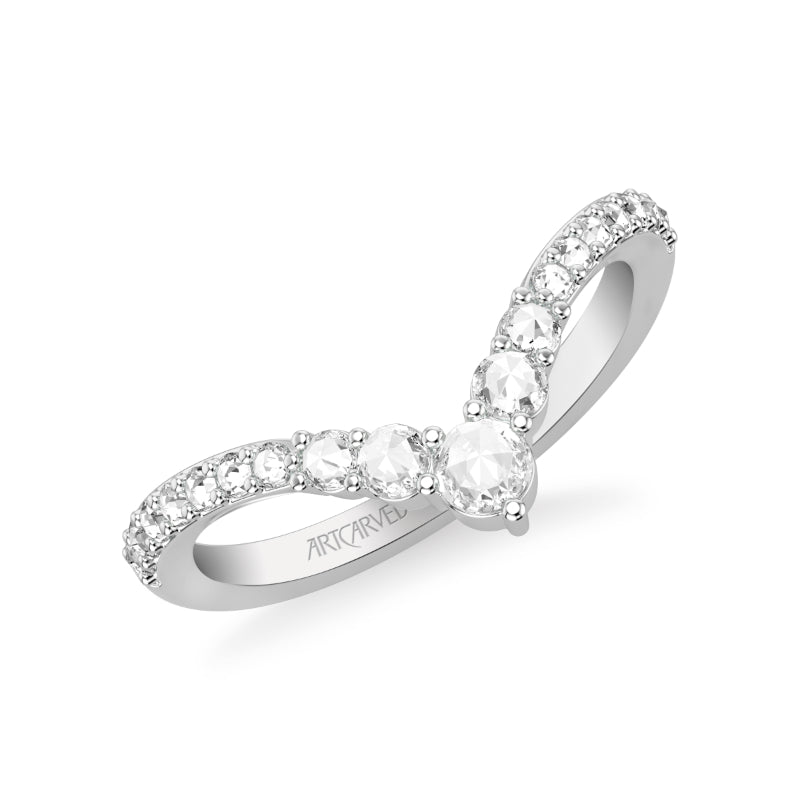Artcarved Bridal Mounted with Side Stones Contemporary Diamond Anniversary Ring 18K White Gold