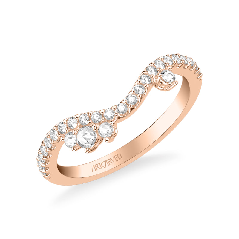 Artcarved Bridal Mounted with Side Stones Contemporary Diamond Anniversary Ring 18K Rose Gold