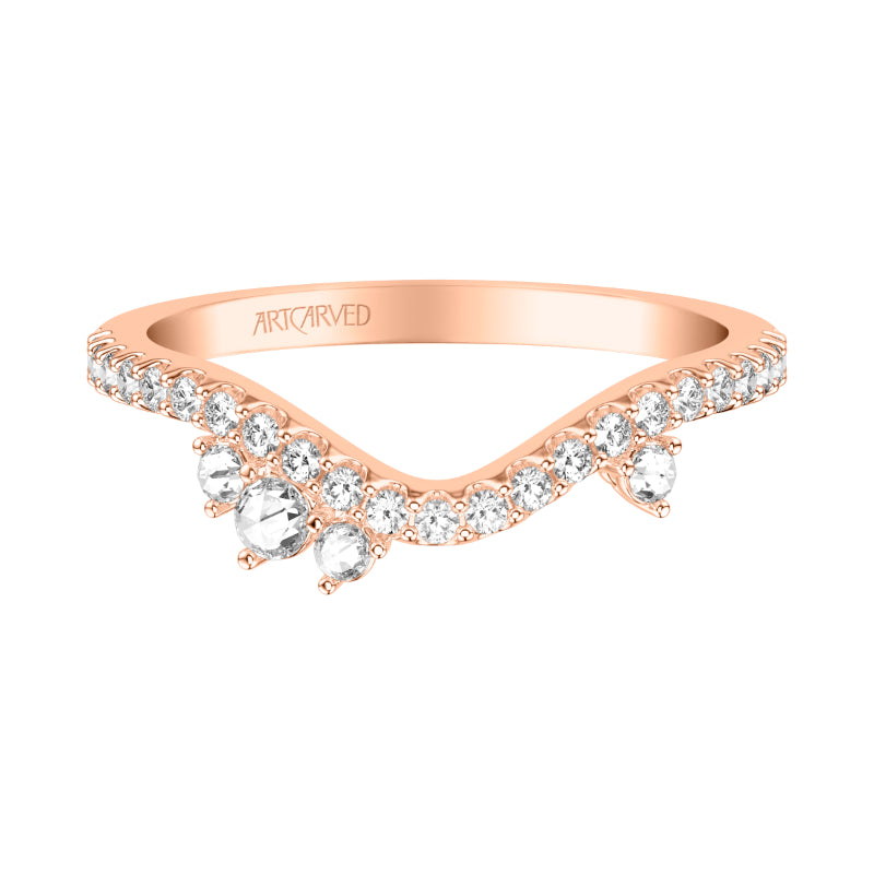 Artcarved Bridal Mounted with Side Stones Contemporary Diamond Anniversary Ring 14K Rose Gold