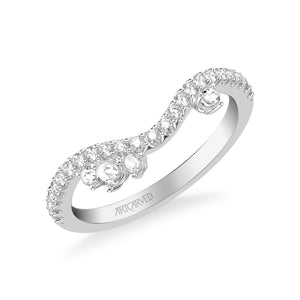 Artcarved Bridal Mounted with Side Stones Contemporary Diamond Anniversary Ring 18K White Gold