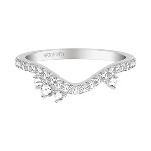 Artcarved Bridal Mounted with Side Stones Contemporary Diamond Anniversary Ring 18K White Gold