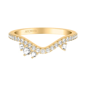 Artcarved Bridal Mounted with Side Stones Contemporary Diamond Anniversary Ring 18K Yellow Gold