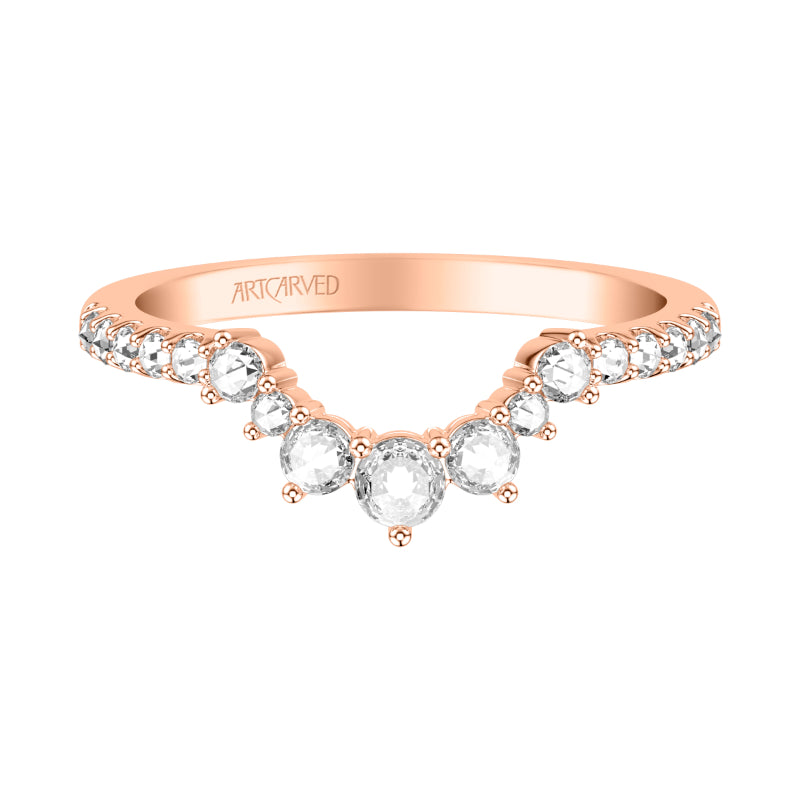 Artcarved Bridal Mounted with Side Stones Contemporary Diamond Anniversary Ring 18K Rose Gold